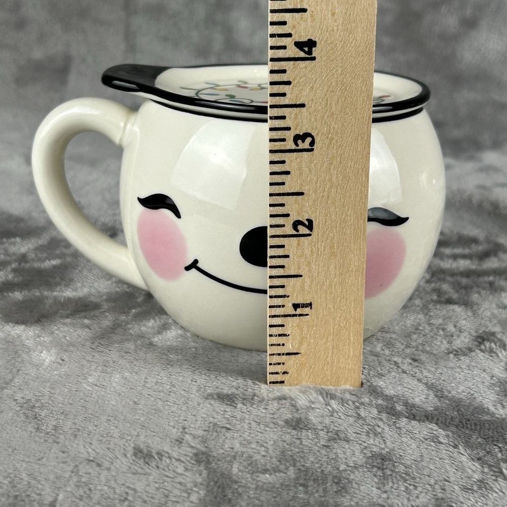 Temptations By Tara Kawaii Face Mug With Saucer Lid Holiday Themed Dove & Lights - Picture 10 of 13